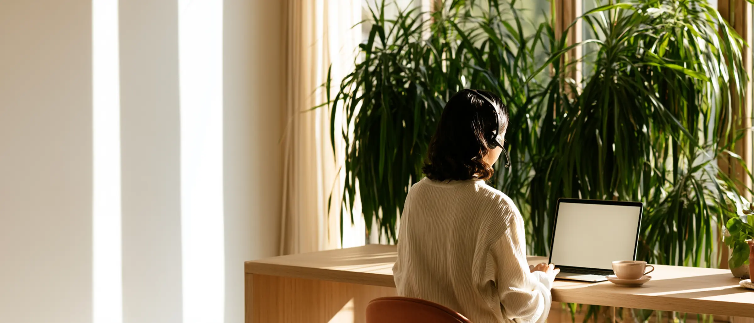 A learner at a sunlit desk, mid-session