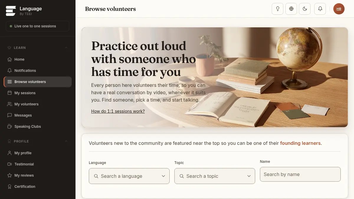 The TEEI Language volunteer directory